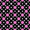 Pink, White and Black Polka Dot Fabric Background