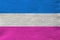 Pink-white-blue flag on silk with waves, symbol of a normal heterosexual family, concept opposition LGBT rainbow flag, Pride flag