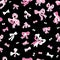 Pink and white bows on black background seamless vector pattern. For surface patterns design, packaging, textile, gift
