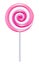 Pink and white candy. Strawberry lollipop.