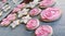 Pink and White Flower Cookies