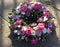 Pink and white funeral wreath