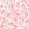 Pink and white leaf seamless pattern. Ornament. Floral pattern. Paisley elements.