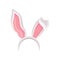 Pink and white rabbit ears, party, holidays, masquerade head decor vector Illustration on a white background