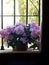 Pink and white rhododendron full sun at window