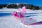 Pink and white snowboard