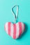 Pink and White Striped Stuffed Heart Trinket Valentine`s Mothers