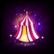 Pink and white tent icon, medieval fair, circus