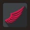 Pink wing icon in flat style