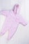 Pink winter baby girl fleece coverall, top view