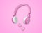 Pink wireless headphones 3d rendering