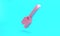 Pink Witches broom icon isolated on turquoise blue background. Happy Halloween party. Minimalism concept. 3D render