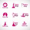 Pink woman dress fashion shop logo vector set design