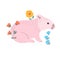 Pink wombat with flowers cartoon vector illustration