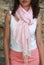 Pink women`s shawl stole with round a ornament