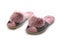 Pink women\\\'s slippers on a white background