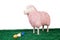 Pink woolly sheep with Easter eggs