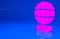 Pink Worldwide icon isolated on blue background. Pin on globe. Minimalism concept. 3d illustration. 3D render