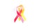 Pink and yellow awareness ribbons isolated