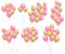 Pink and yellow balloons set Vector realistic. 3d illustration collection for birthday, gift, cards, invitation