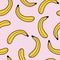 Pink with yellow bananas seamless pattern background design.