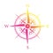 Pink and yellow compass