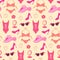 Pinkcore glamour seamless pattern. Pink pattern with cute female accessories