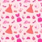 Pinkcore glamour seamless pattern. Pink pattern with cute female accessories