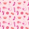 Pinkcore glamour seamless pattern. Pink pattern with cute makeup cosmetic.