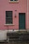 Pinky cherry colour brick townhouse in London