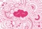 Pinky floral blackground with two hearts say love you for background.Vector illustration