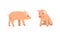 Pinky Pig as Domestic Animal with Long Snout and Hoofed Toes Vector Set