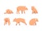 Pinky Pig as Domestic Animal with Long Snout and Hoofed Toes Vector Set