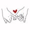 Pinky Promise  outline vector with red heart concept