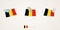 Pinned flag of Belgium in different shapes with twisted corners. Vector pushpins top view