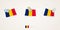 Pinned flag of Chad in different shapes with twisted corners. Vector pushpins top view