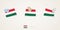 Pinned flag of Hungary in different shapes with twisted corners. Vector pushpins top view