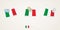 Pinned flag of Italy in different shapes with twisted corners. Vector pushpins top view