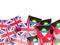 Pins with flags of UK and antigua and barbuda isolated on white