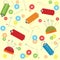 Pins, thread, buttons, seamless vector background