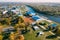 Pinsk, Brest Region Of Belarus, In The Polesia Region. Pinsk Cityscape Skyline In Autumn Day. Bird`s-eye View Of City