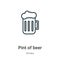 Pint of beer outline vector icon. Thin line black pint of beer icon, flat vector simple element illustration from editable drinks