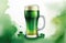 Pint of foamy green beer, free space for text, St. Patrick\\\'s Day