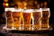 pint pub glass gold foam beer alcohol lager beverage drink. Generative AI.