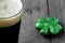 Pint of Stout Beer with Green Shamrock