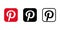 Pinterest icon set. VINNITSIA, UKRAINE. AUGUST 24, 2021