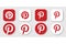 Pinterest icons set. Logo of Pinterest on transparent background with shadow, social Internet service for adding images online.