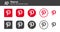 Pinterest social media set of icons. Editorial vector. Vinnitsa, Ukraine - November 29, 2019