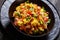 pinto beans bacon pepper cornbread salad, top view