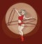 Pinup circus artist. silhouette, inkpen. hooper